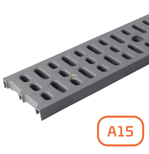 Решётка водоотведения ПП ZMM Maxpol (арт. 01712-1) — серая, A15. Решётка водоотведения ПП ZMM Maxpol (арт. 01712-1) — серая, A15.