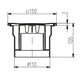 Однокорпусный трап 150*150 с вертикальным подключением DN110, h=105 mm